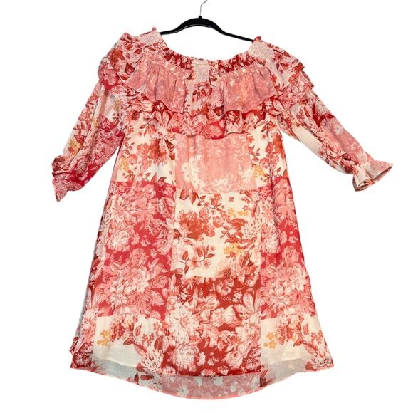 House of Harlow 1960 Off Shoulder Floral Ruffle Dress S | Boho Patchwork Style - Picture 2 of 5